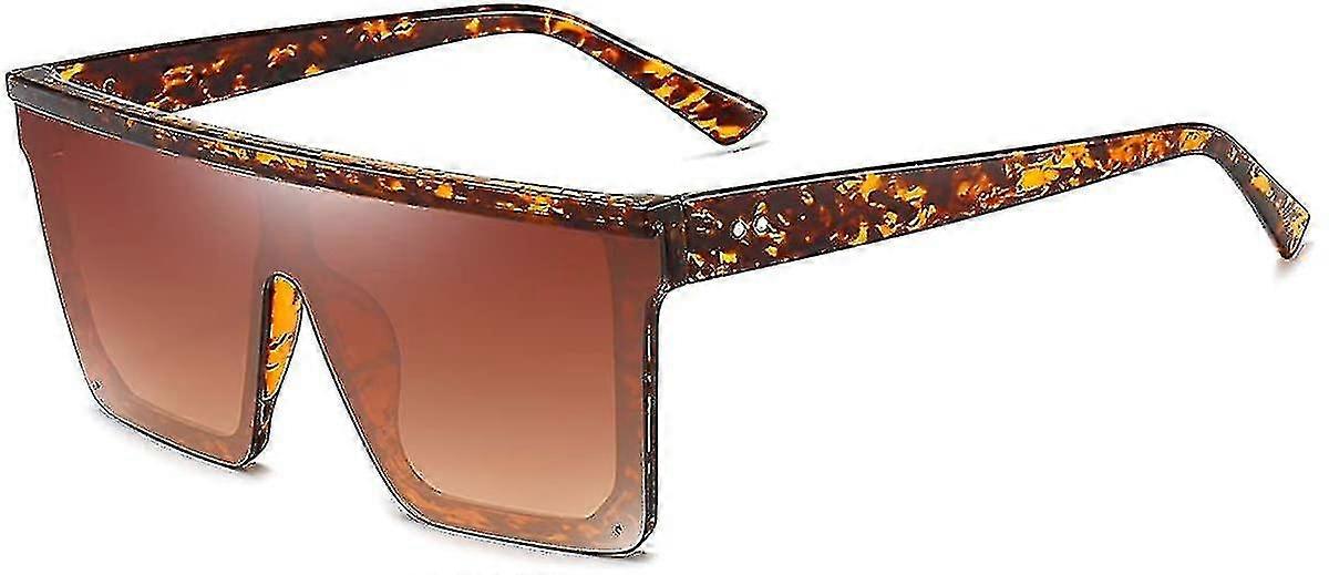 Firkantede overdimensionerede solbriller til kvinder Herremode Flad Top Store Sorte Ramme Nuancer