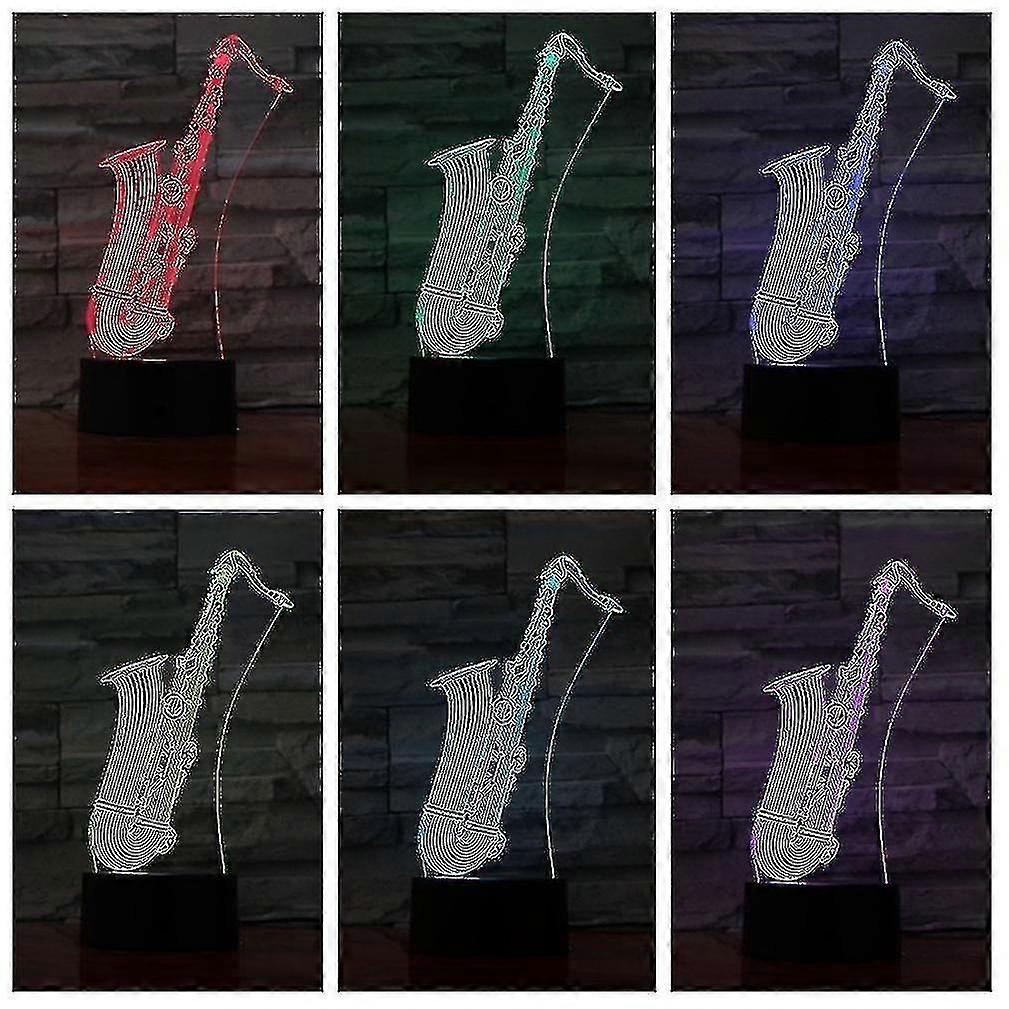 Saxophone 3d Led Night Light Bedroom Table Lamp Color Changing