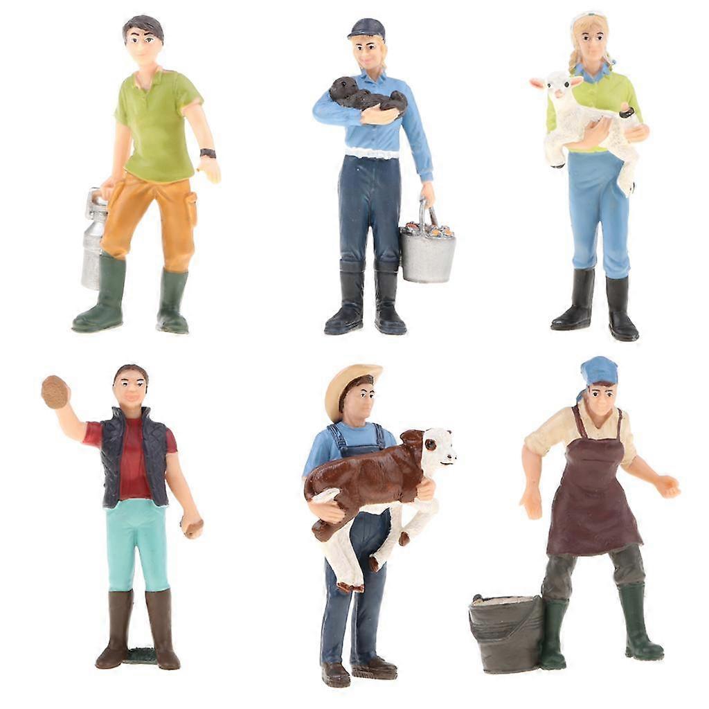 6pcs/set PVC Action Figure Toy, Simulation People Model Figure, Farmer Peasant Figurines Toy