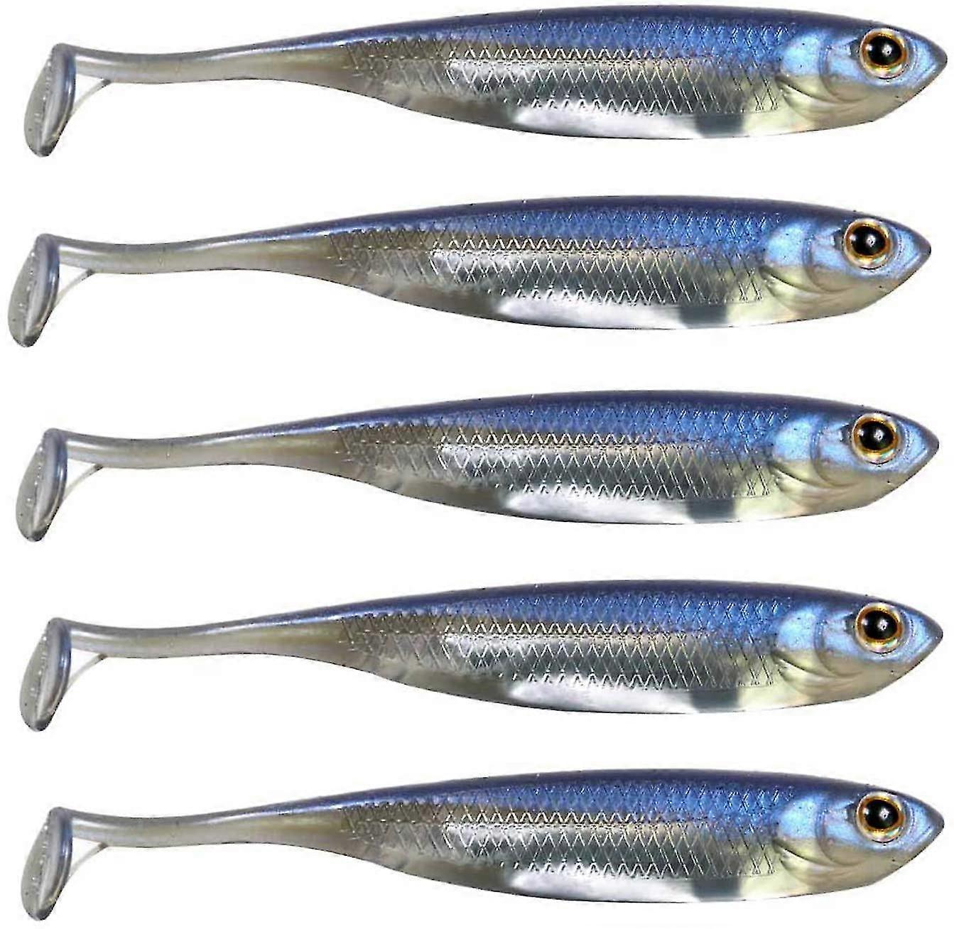 Simulated Soft Fish Reflective Bait, Shad Bait, Floating Reflective Bait - 5 Pieces