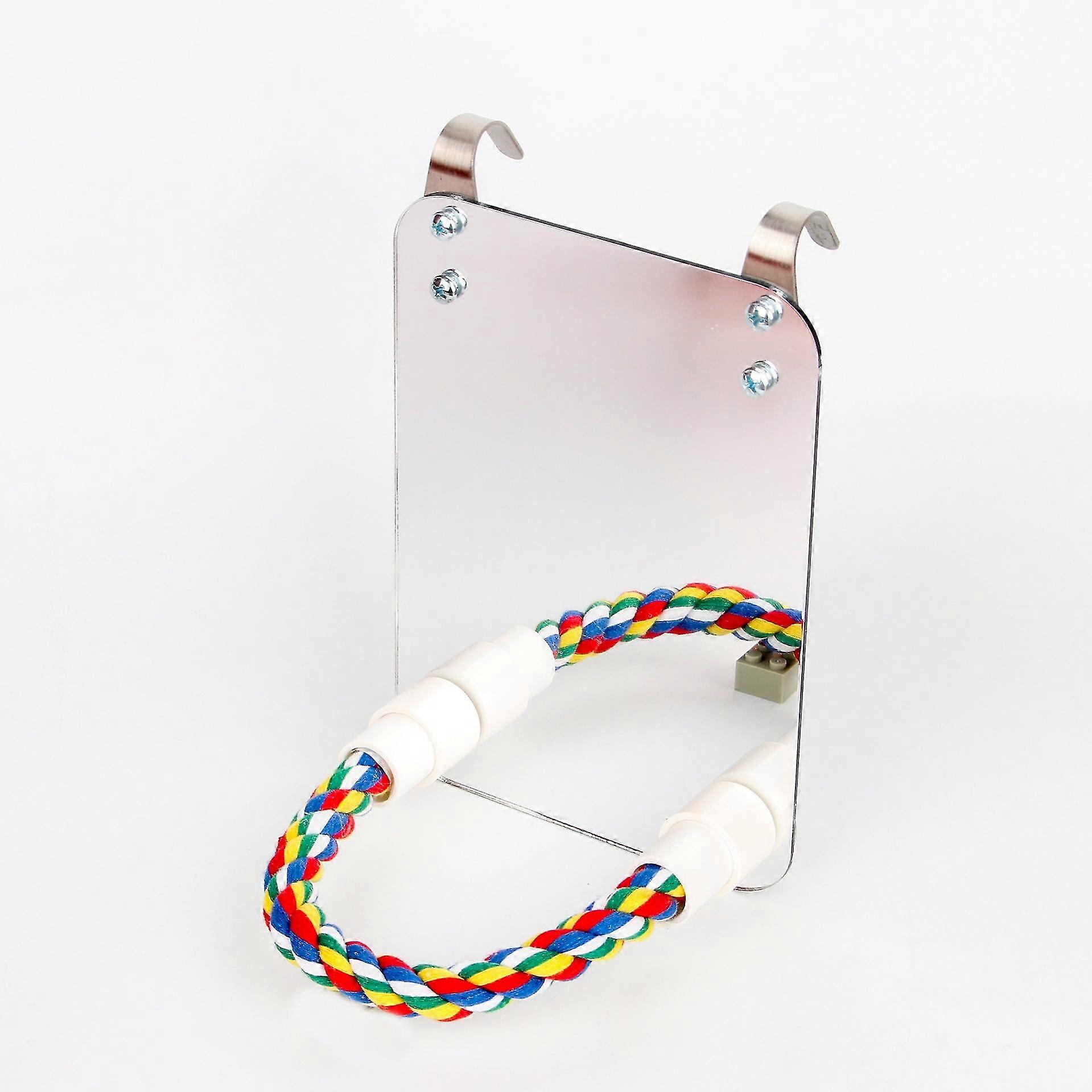 Safe Non-toxic Bird Toys Parrot Bite Large Mirror Cotton String Stand Bar Set Bird Mirror