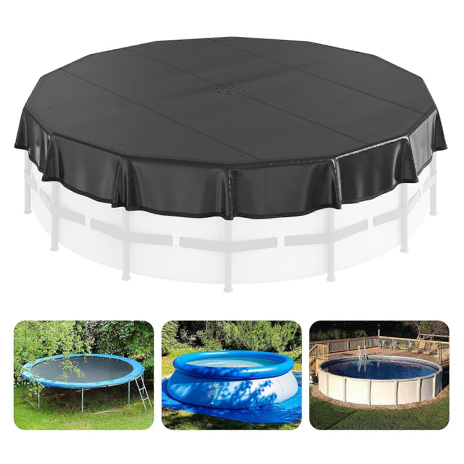 18 Fuß runde Poolabdeckung, PVC-Sicherheits-Poolabdeckung mit Kordelzugdesign, schwarz