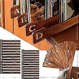 26pcs Vinyl Record Dividers, A-Z Wooden Vinyl Record Organizer, Vinyl Records Alphabet Separators Albums Organizer Alphabetical Guides for CD DVD Medi