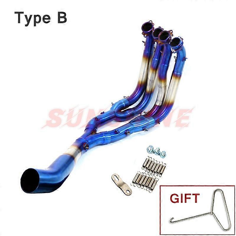 For S1000RR S1000R S1000 RR Exhaust Motorcycle Full Systems Modified 60mm Front Pipe Half Blue Slip on Stainless Steel Tube Link