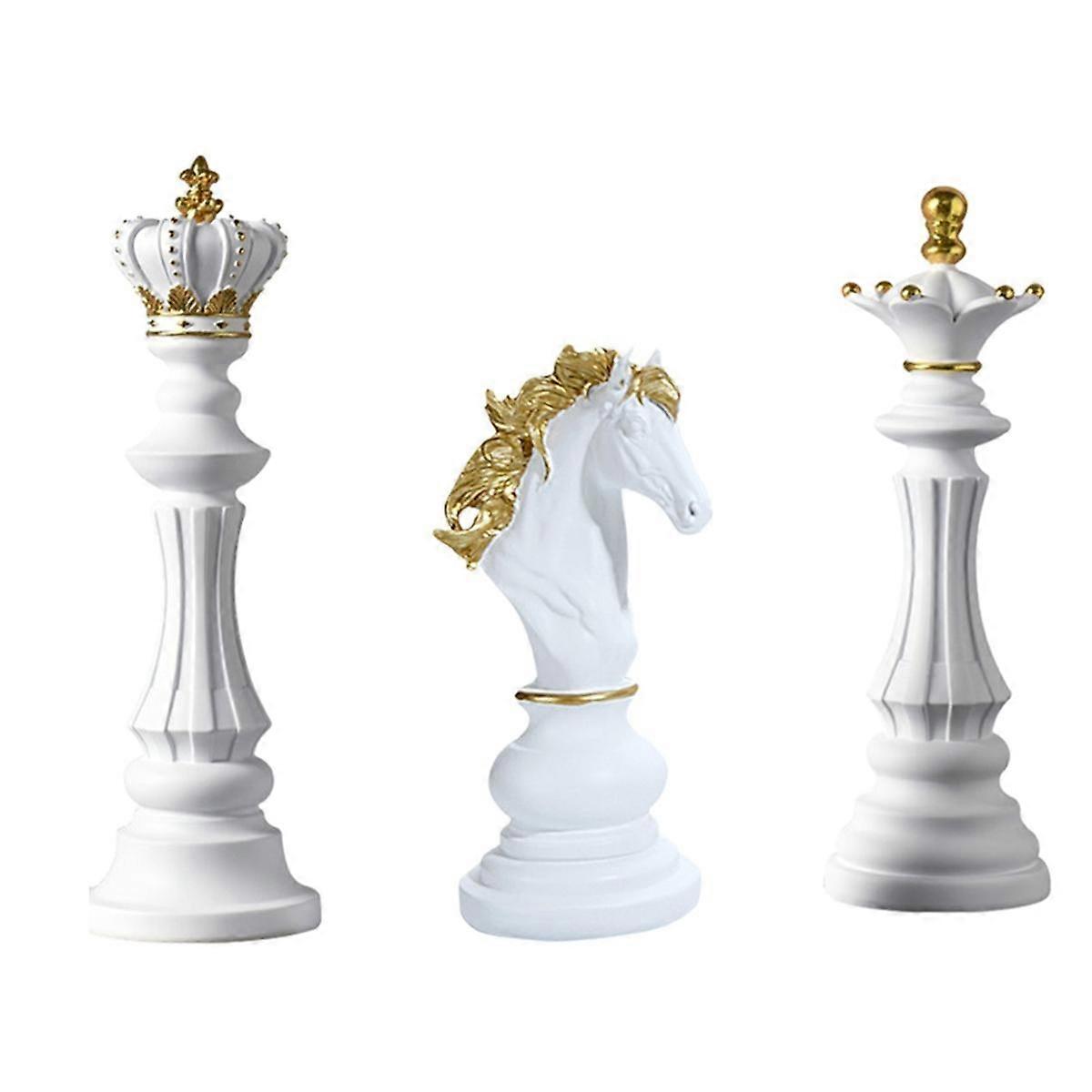 Chess Resin Decor Ornament Office Figurines Queen Knight Statue Collection Object Sculptural Models of Chess Pieces B