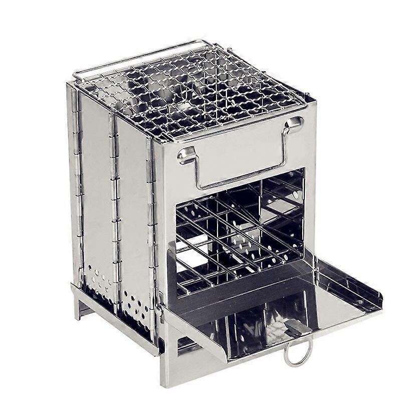 Stufa a legna da campeggio Griglia per barbecue in acciaio inossidabile con custodia Mini griglia per barbecue pieghevole leggera per picnic all'aperto Escursionismo Cucina portatile Sto