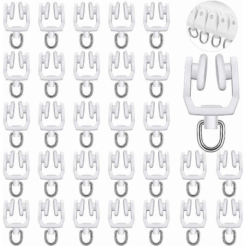 30 Curtain Track Rollers - Silent Pulleys for Curtain Rods - Curtain Track Sliders for Windows, Doors and Showers