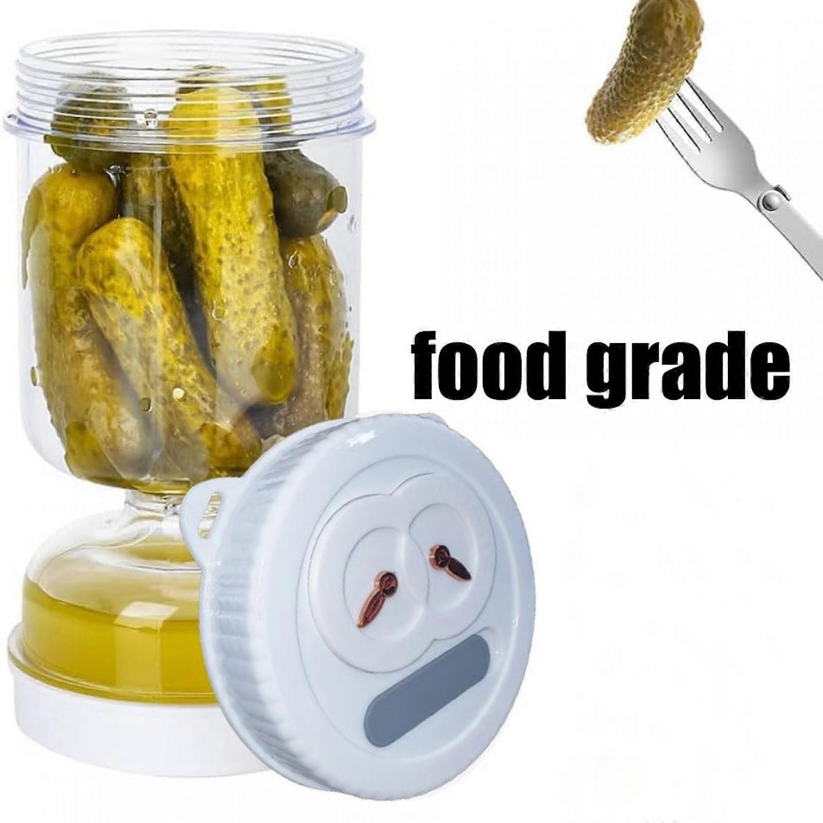 Pickle and Olive Hourglass Jar with Strainer Flip for Pickle Juice Separator from Wet and Dry, Upgrade Food-grade ABS Lid and BPA Free Hourglass Jar f