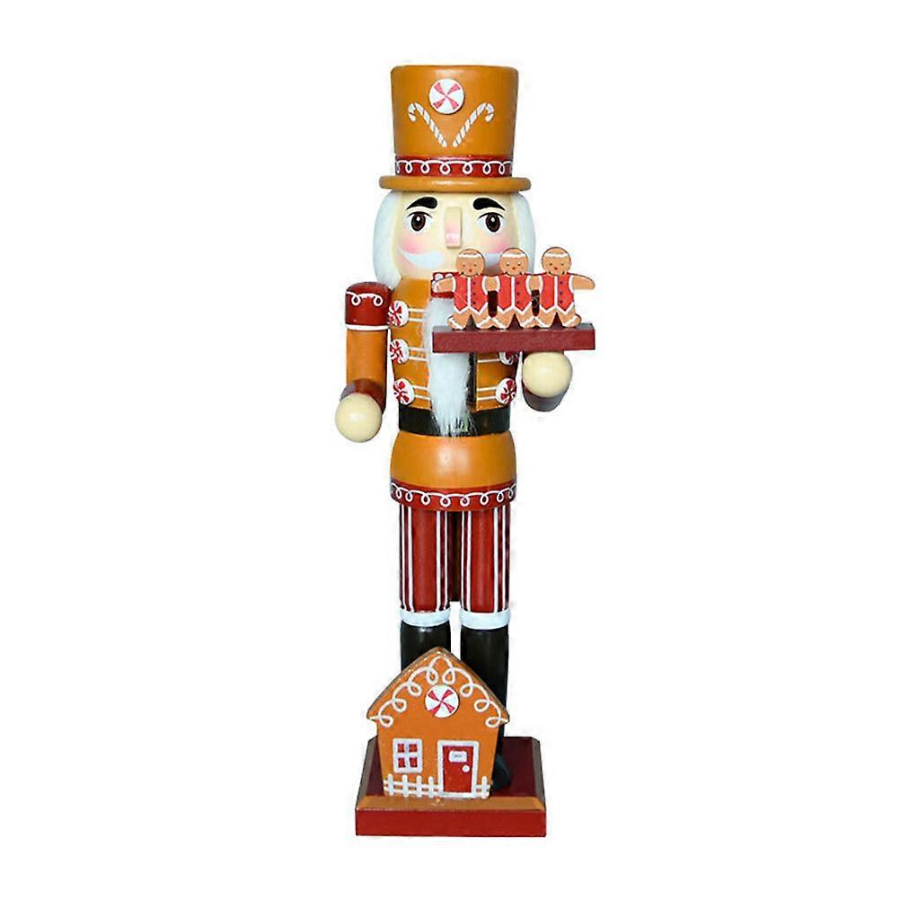 Wood Nutcracker Christmas Ornament Chef Nutcracker with Gingerbread Man and House