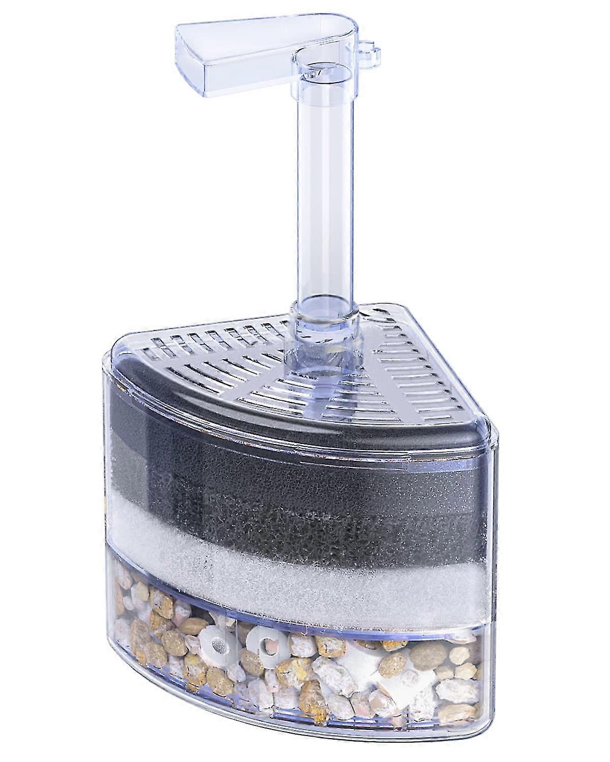 Aquarium Corner Sponge Filter Quiet Betta Fry Shrimp and Small Fish Bio Foam Filter with Natural Stones Gravels  (Air Pump Not Included)