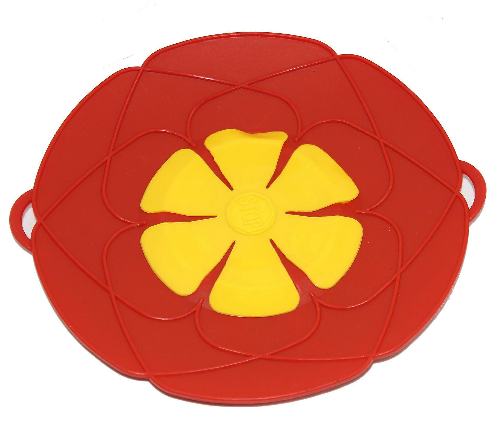 Red 28cm Silicone Spill Proof Lid, Silicone Spill Proof Lid, Boil Protection, Multi-Function Kitchen Tool