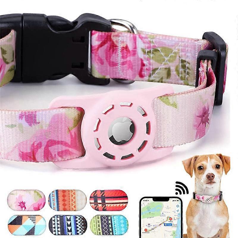 Cat Collar -S-Rose Digital Printing Airtag Cat Collar Airtag Holder Safety Buckle,Personalized Cat Collar