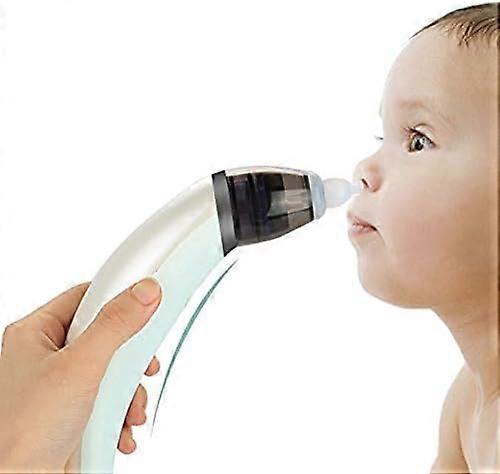 Infant nose aspirator (green), battery operated nose aspirator with 3 strength suction, 2 size nose tips, and USB charging, safe and hygienic for newb