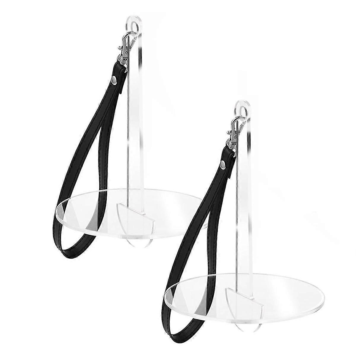 2 قطعة حامل خيوط المعصم الاكريليك مع حزام معصم جلدي ، حامل كرة الغزل المحمول ، منظم لمستلزمات الحياكة ، ب