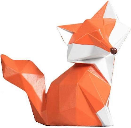 Résine Décoration Renard Géométrique Design Moderne Ornements Famille Sculpture Oeuvre (Taille S : 3.9x1.5x3.9inch )