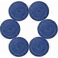 Set of 6 Washable Woven Cotton Placemats Heat Resistant and Non-Slip 35x35cm (Round, Blue)
