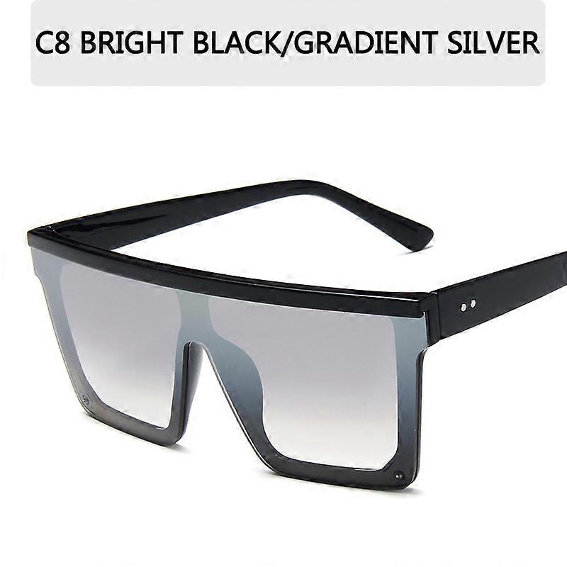 2023 Oversized solbriller Kvinder Square Flat Top Nitte Gradient Lens Big Frame Solbriller Kvinder Mænd Vintage Mirror Shades