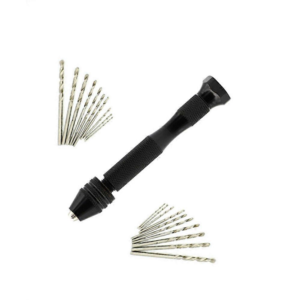 Precision Pin Vise Hand Drill with Drill Bits Set of 20 Pieces Rotary Tools for Models and Hobby