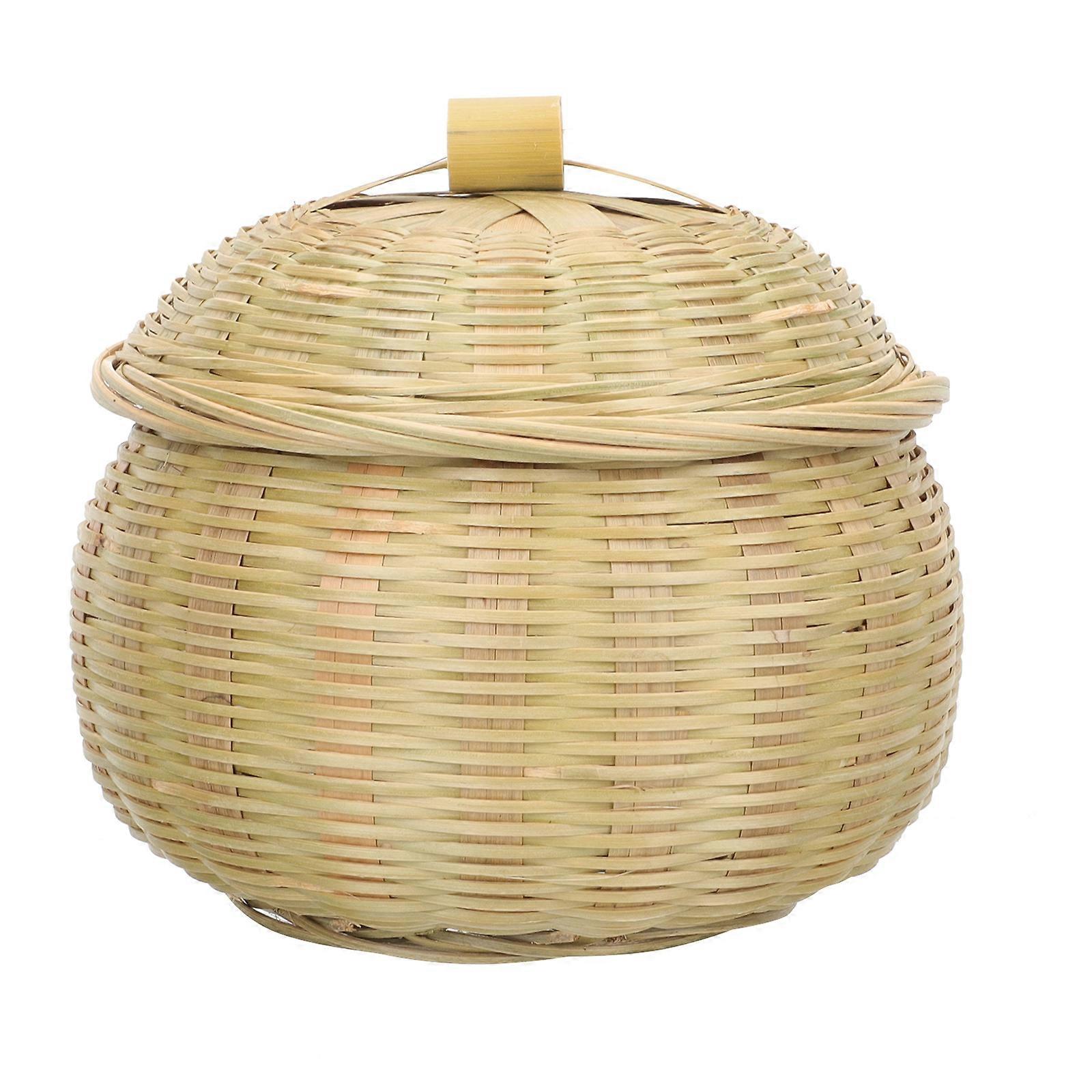Multi-function Bamboo Basket Woven Basket Egg Storage Basket with Cover
