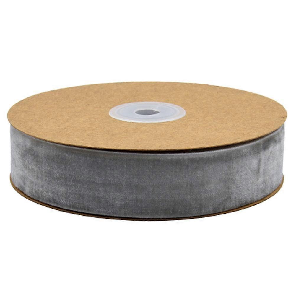 1 Roll of 2.5CM Width Non-elastic Clothes Accessories Ribbon Gift Wrapping Flocking Ribbons DIY Decorative Strap Ribbon Band for Home Shop (Grey)
