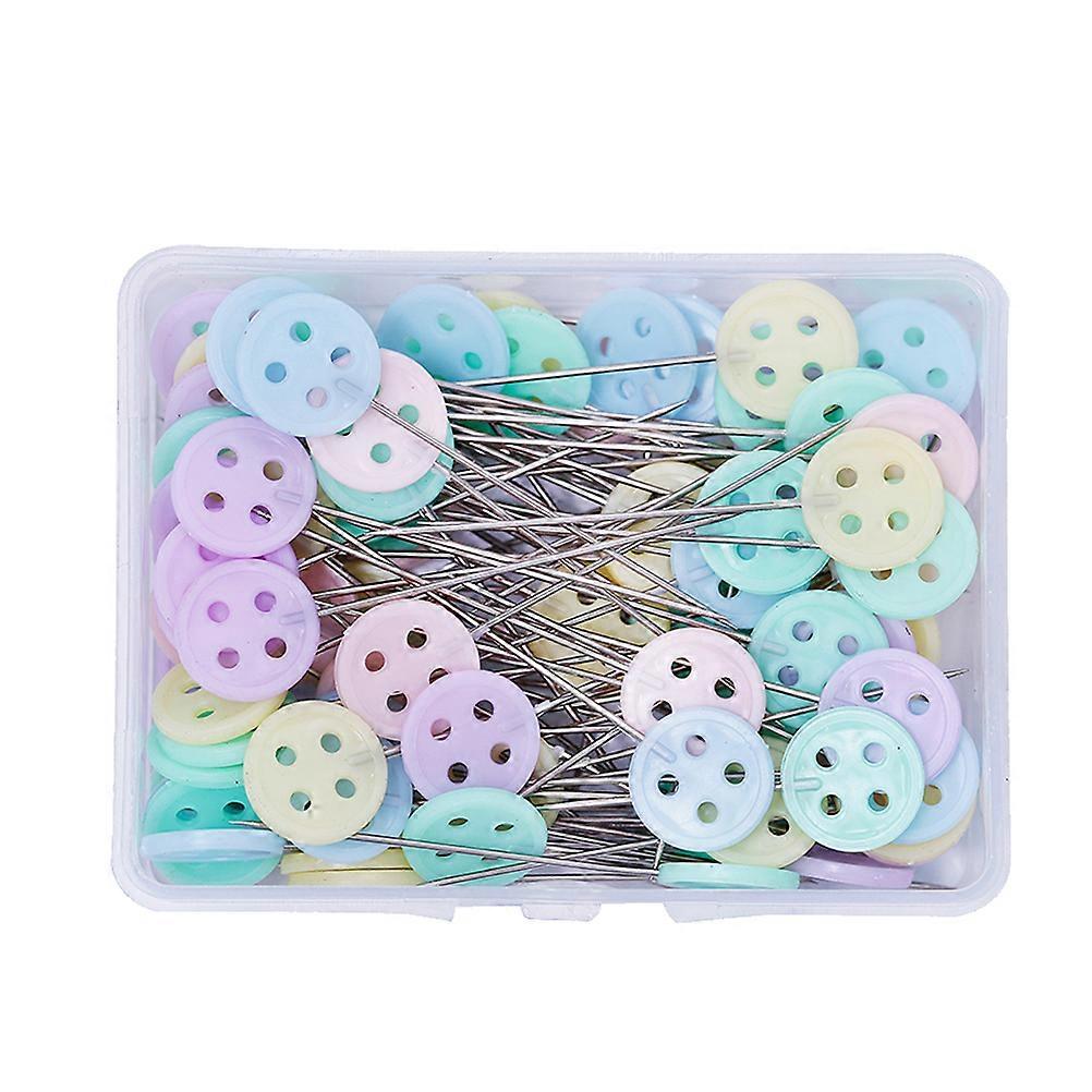 100 stk Flat Straight Pins Flower Head Pins Dressmaker Pins Light Color Head Pins