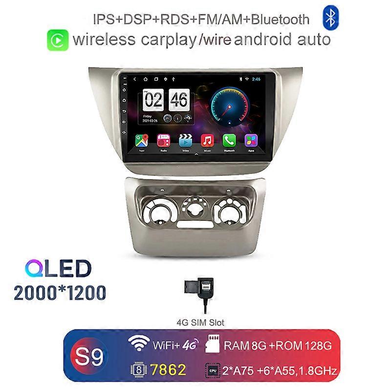 2K 2000*1200 Carplay Auto Android 12 8G+128G Car DVD Player GPS Map WIFI Bluetooth RDS Radio For MITSUBISHI LANCER IX 2006 -2010