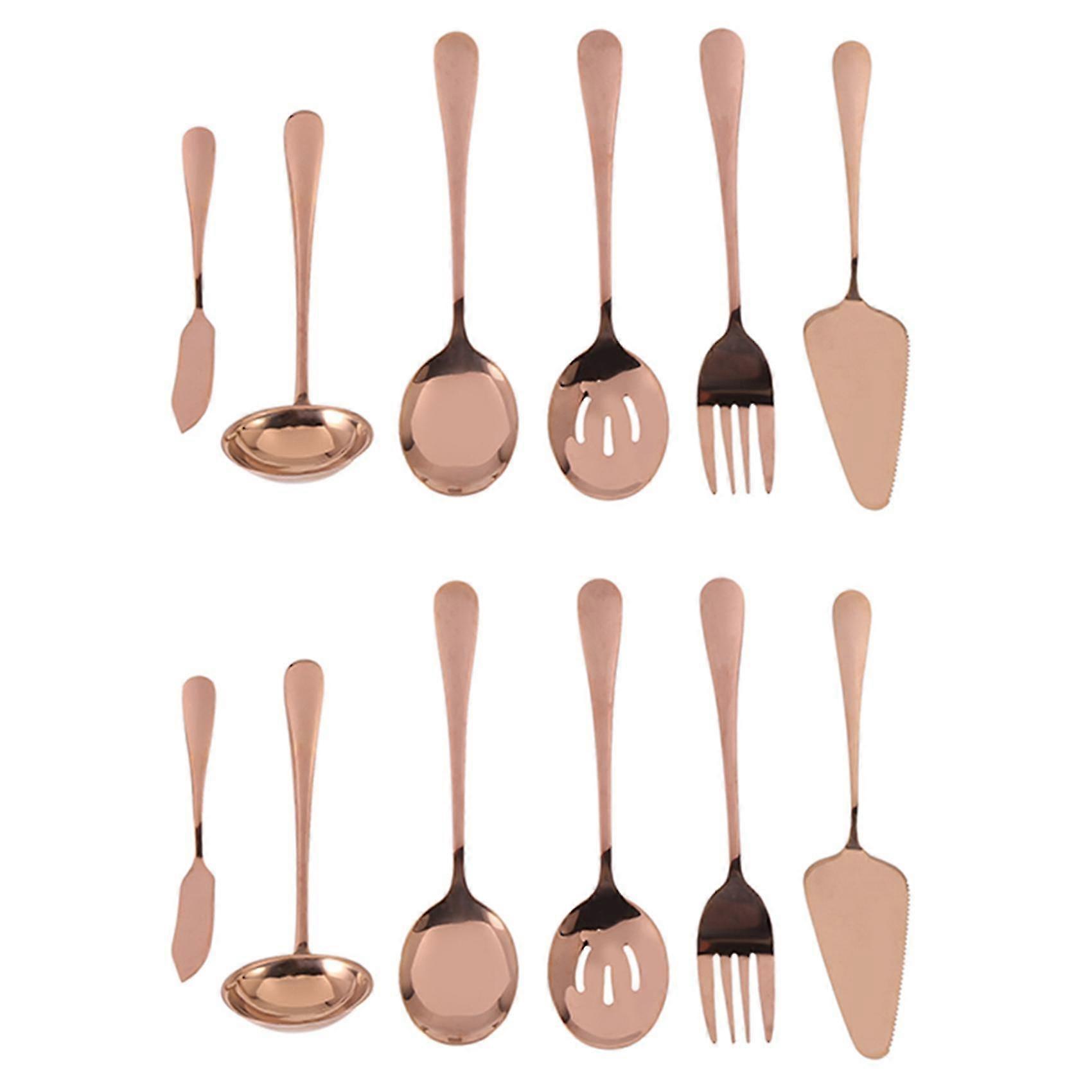 12-piece Serving Flatware Silverware Set, Serving Utensil Set,include Cake Server, Slotted Serving