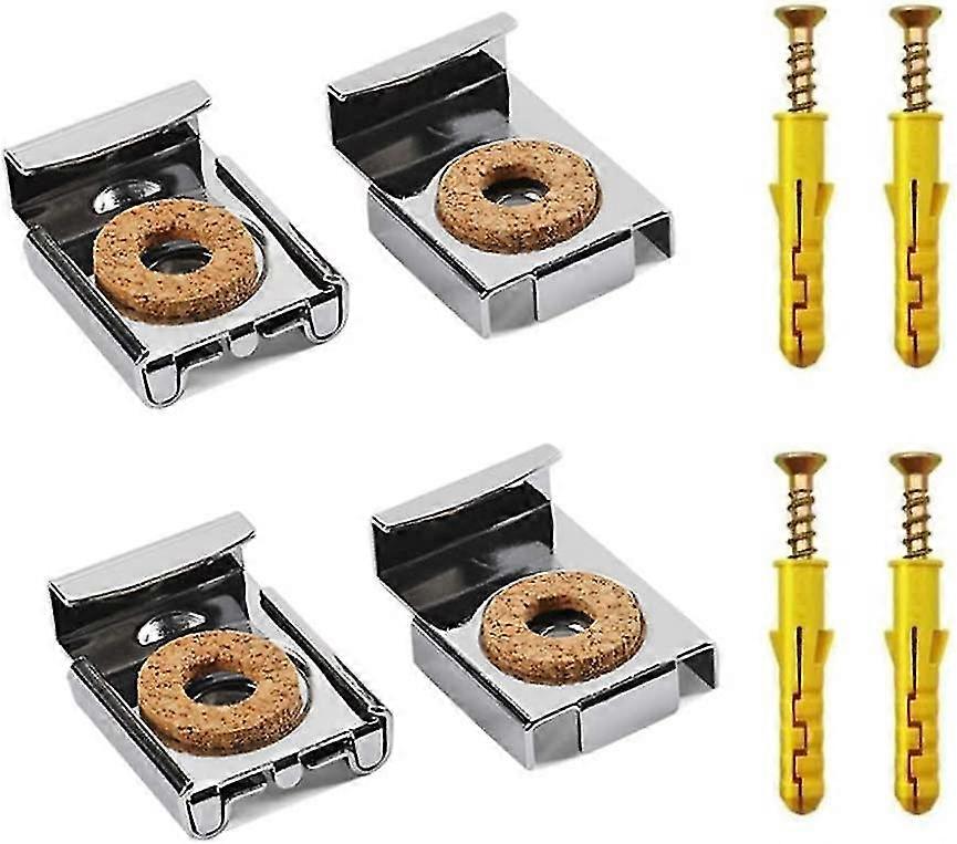 Frameless Glass Wall Mount Kit, Spring Loaded Mirror Clips Mirror Clip With 4 Sets Of Screws And Pins Can Be Used For Bathroom And Toilet Mirror Fixin