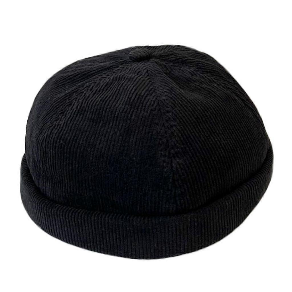 Retro Brimless Corduroy Hat with Adjustable Worker Hat Hispter Hat Docker Cap