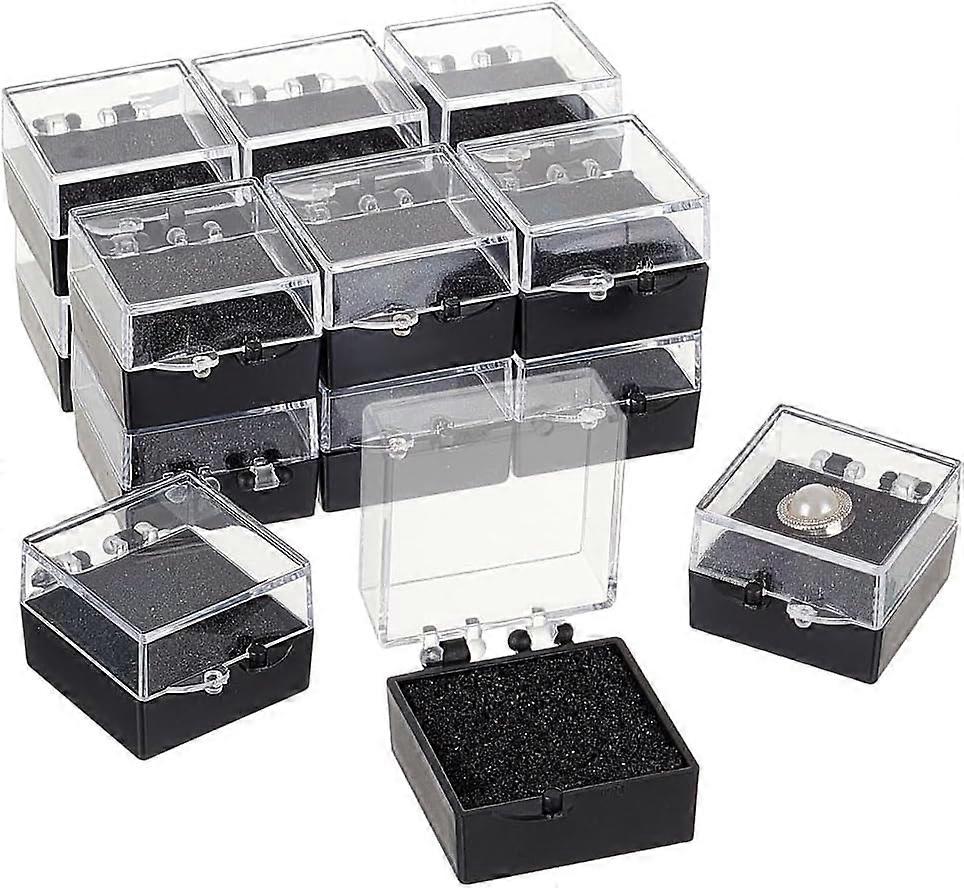 16Pcs Clear Plastic Gift Box For Pin 1.1x1.1x0.4 Inch Black Small Presentation Boxes for Badge Clear Lapel Pin Presentation Display Case for Lapel Pin