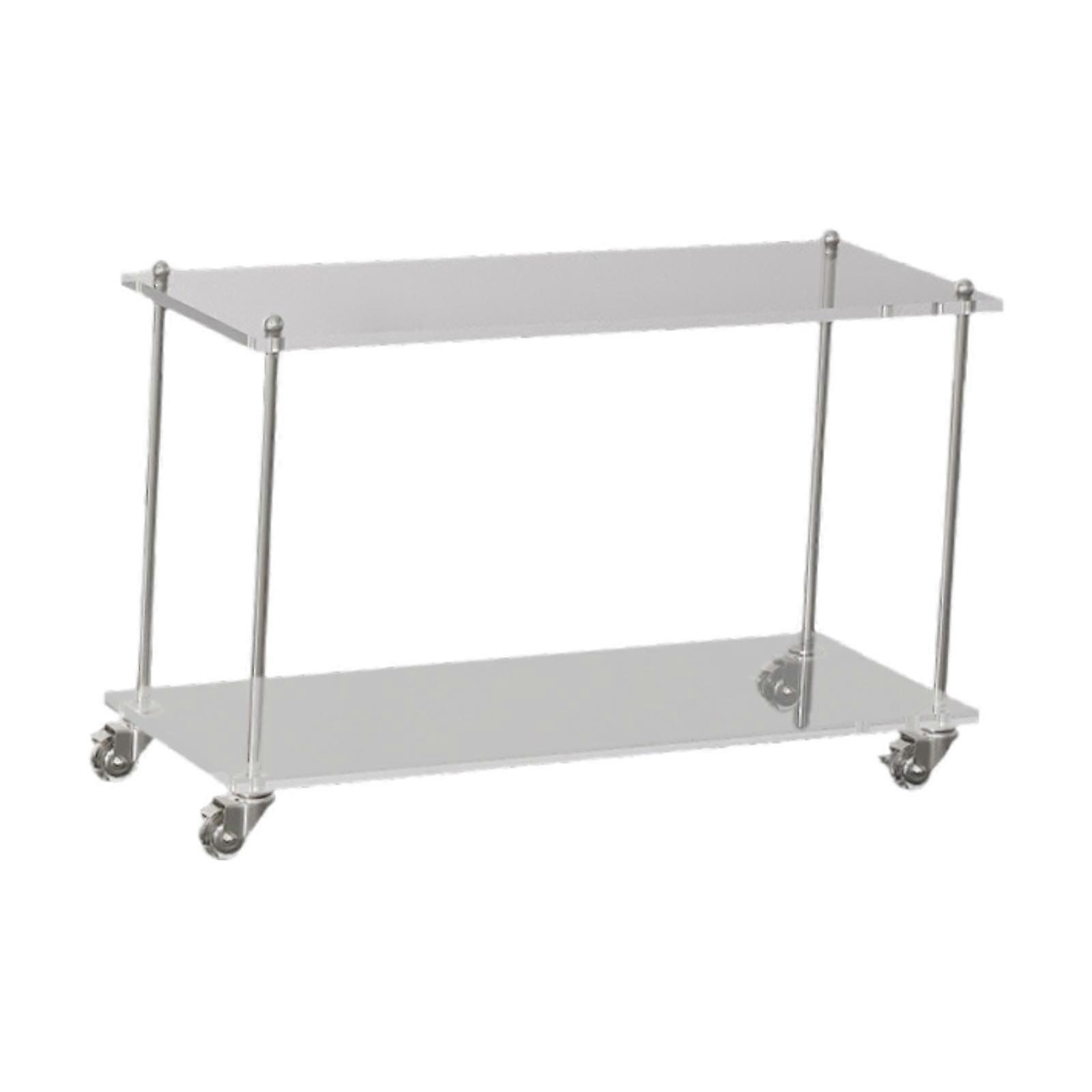End Table Easy Assembly Small Side Table for Small Space Bedroom Living Room 2 layer With wheels