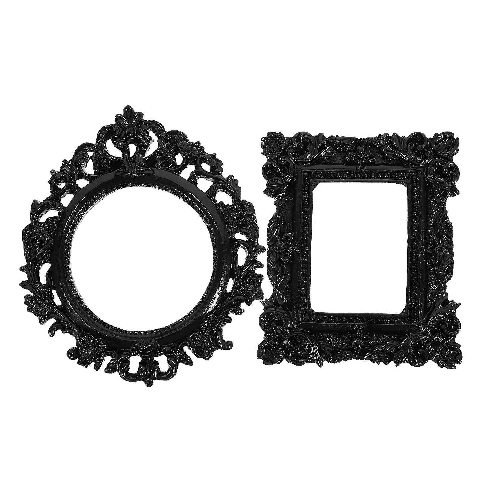 2pcs Vintage Picture Frames Tiny Picture Frames Mini Photo Frame Decor Baroque Craft