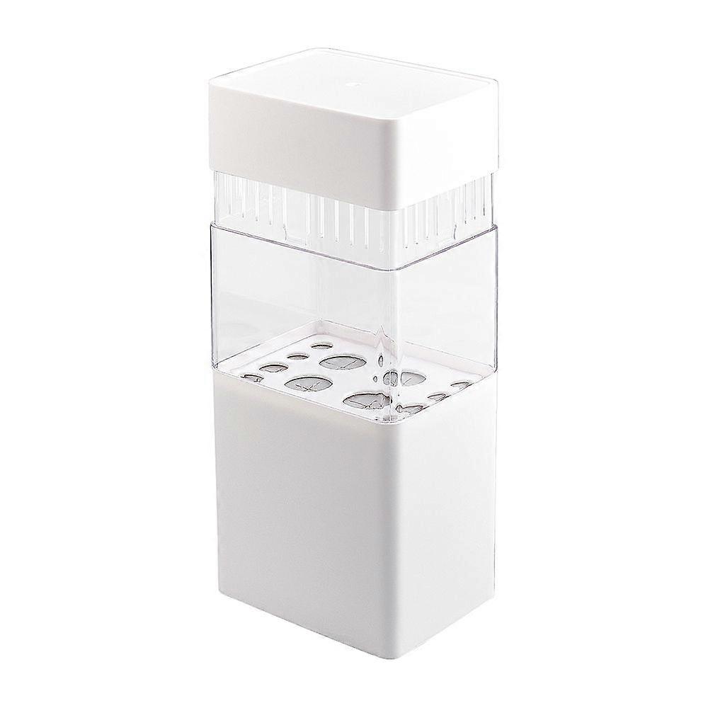 ABS with Plastic Cosmetic Brush Storage Container Rectangle White 105x80x220mm