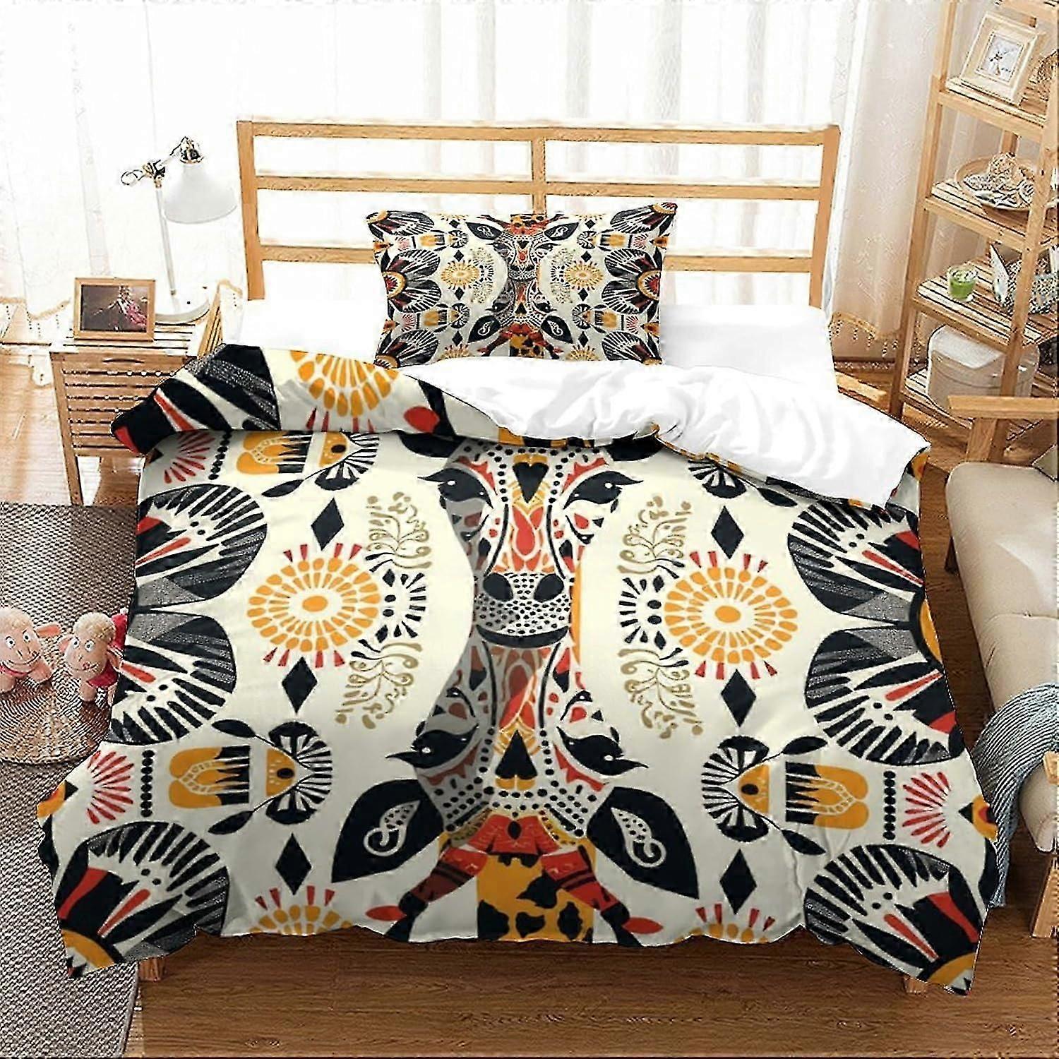 J3695 Lençóis Africano Animal 3D Impresso Conjunto de Capa de Edredão 2 Peças Colcha Microfibra Macia com Fecho de ZíperFronhas para Crianças Meninas Meninos Adulto