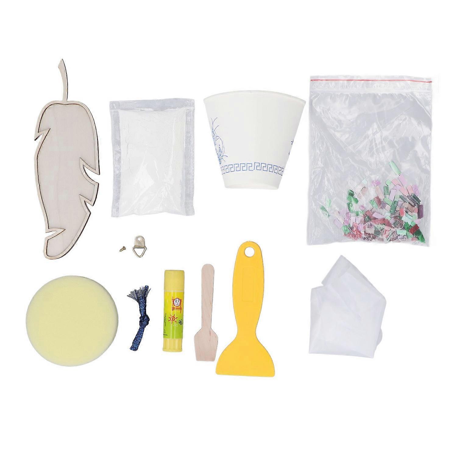 DIY Mosaic Tiles Multipurpose Hand Crafted Innovative Feather Shape Mosaic Tiles Kit for Crafts for
