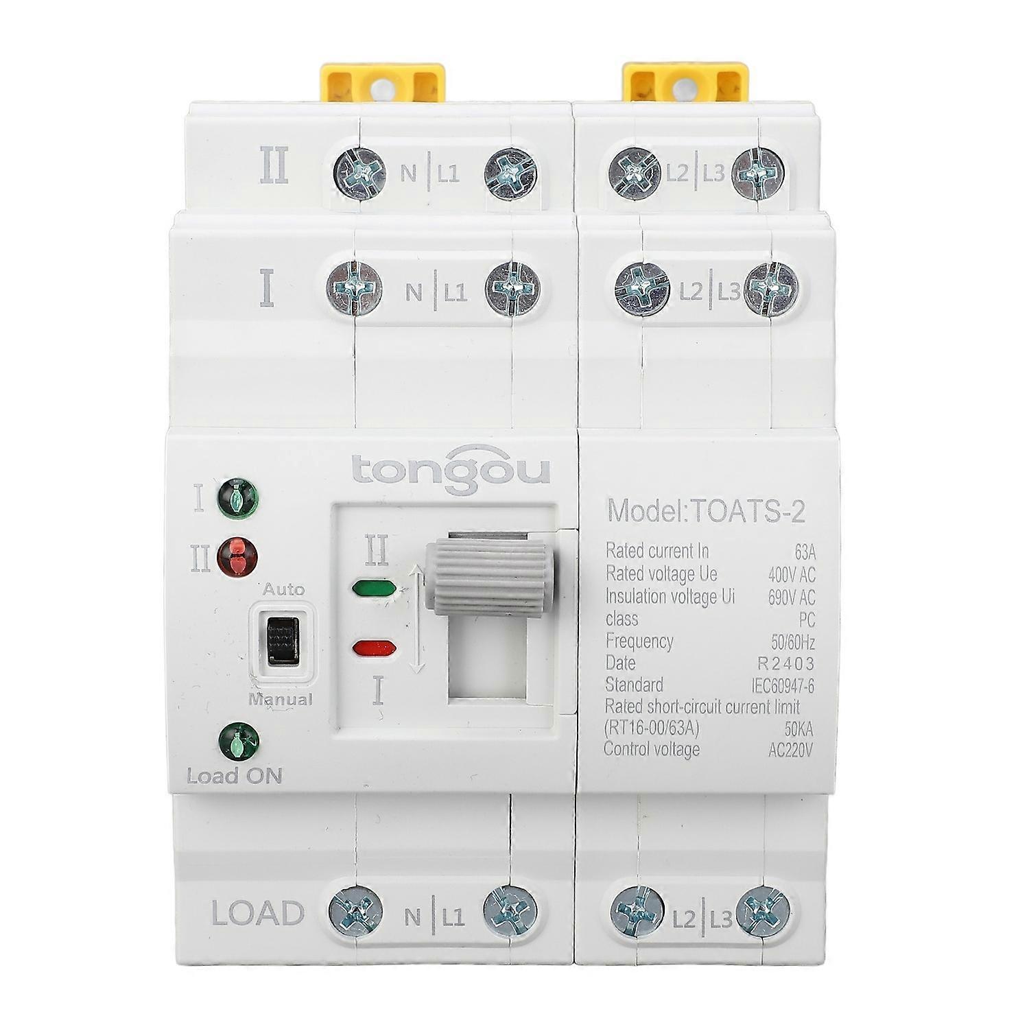 Dual Power Automatic Transfer Switch 4P 63A Emergency Generator Changeover Switch for Home 220V