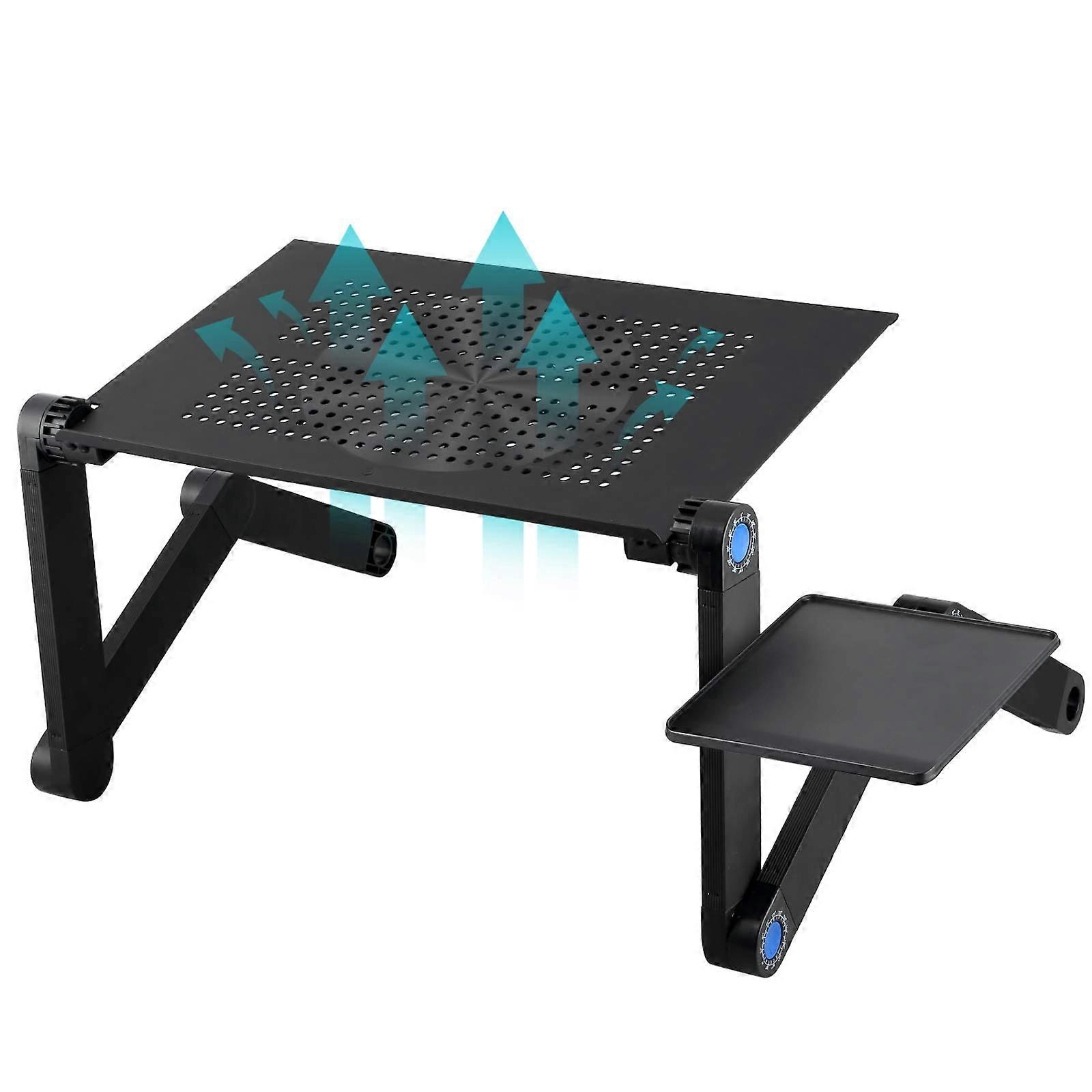 Laptop stand height adjustable, portable folding laptop table notebook stand for bed with ventilation laptop holder black
