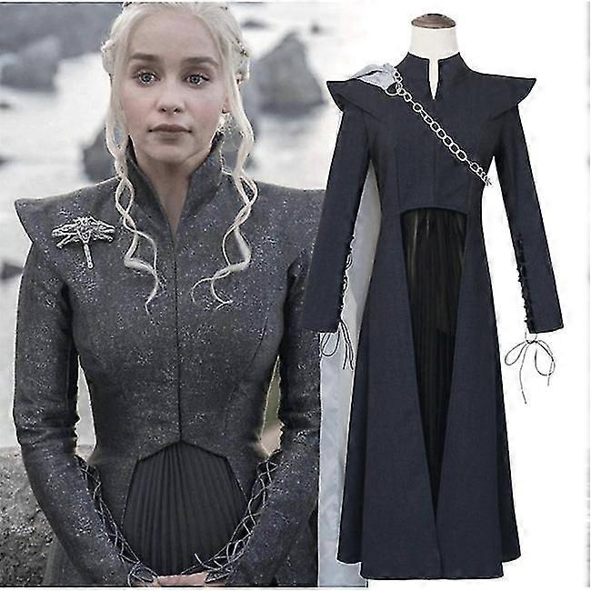 Damen Drachenmutter Schwarzes Kleid Cosplay Kostüm Kompletter Set Anzug