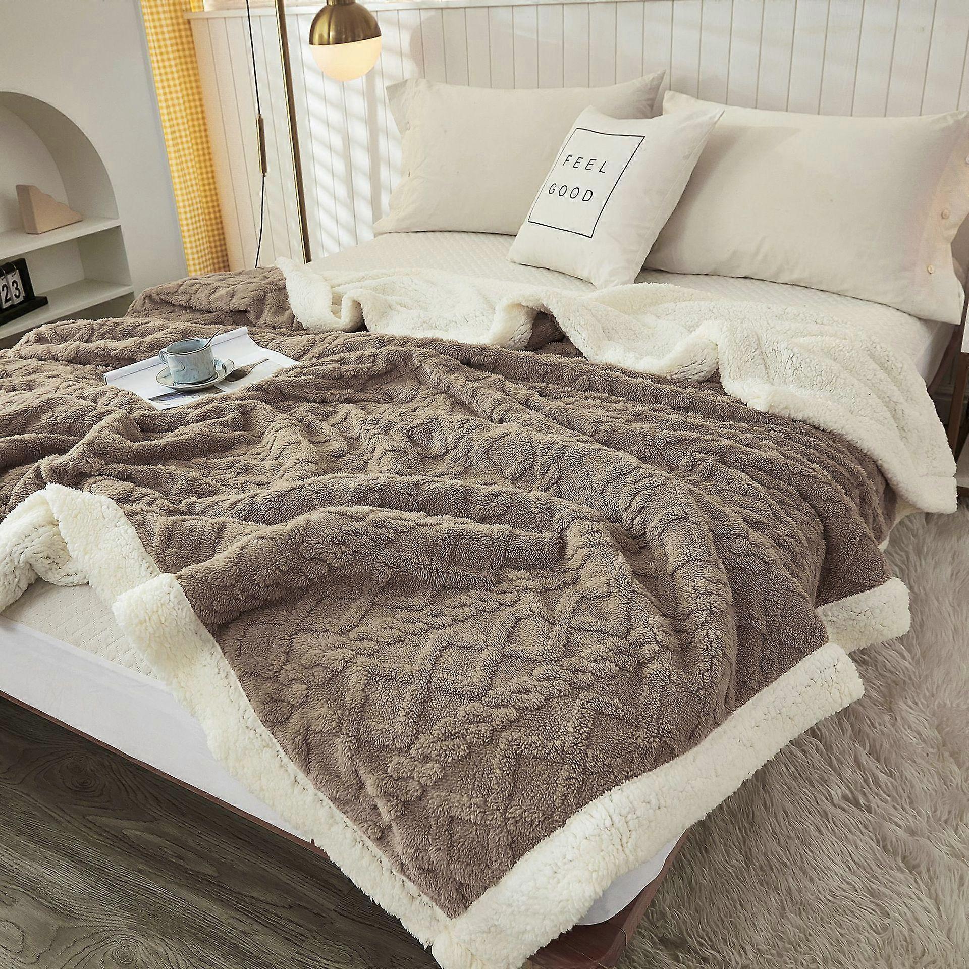 7 Colors Winter Thick Blankets Warm Wool Blanket Soft Throw On Sofa Cover Bed Cover Double Sided Solid Color Bedspread