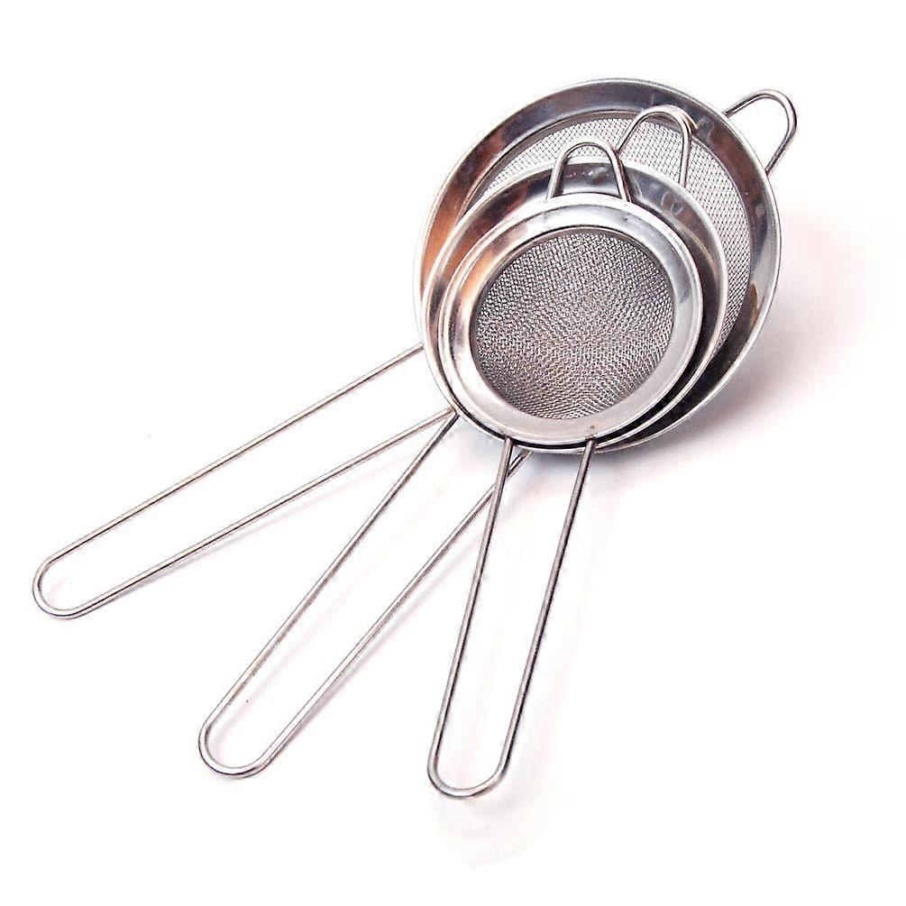 3-Pack Stainless Steel Fine Mesh Strainers, Hook And Handle Design, Kitchen Strainer Set