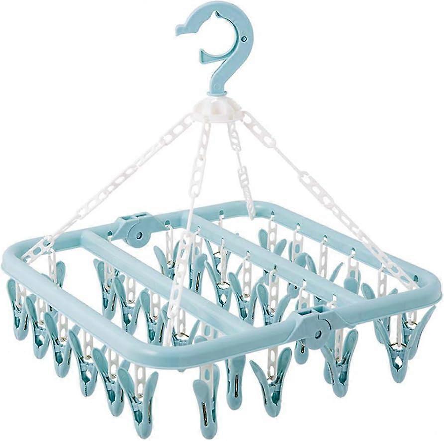 Windproof Hook Laundry Hangers, Multi-purpose Foldable Drying Rack For Socks, Bras, Towels, Underwear, Non-slip Teeth Clips, Space Saving Foldable