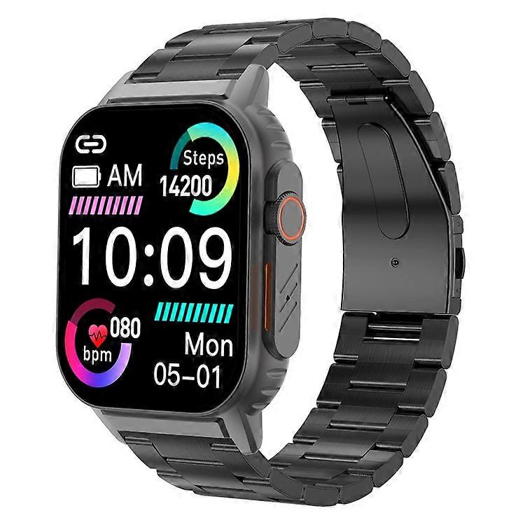 G41 2.01 Inch Health Monitor Smart Watch Bluetooth Calling Fitness Tracker for Android iOS , Steel Strap