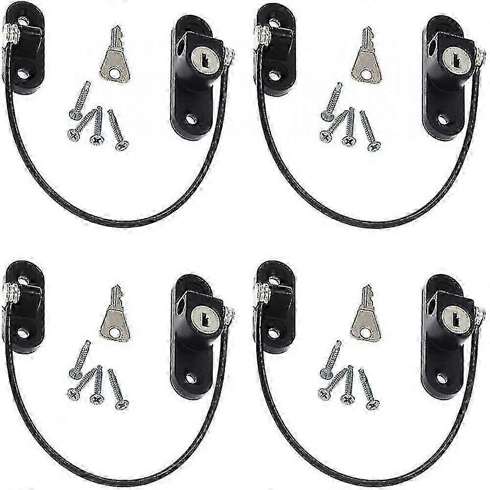 4 Pcs Security Window Lock, Window Security Door Jigger With Key For Child Baby, Cable Anti Theft Lo GXG