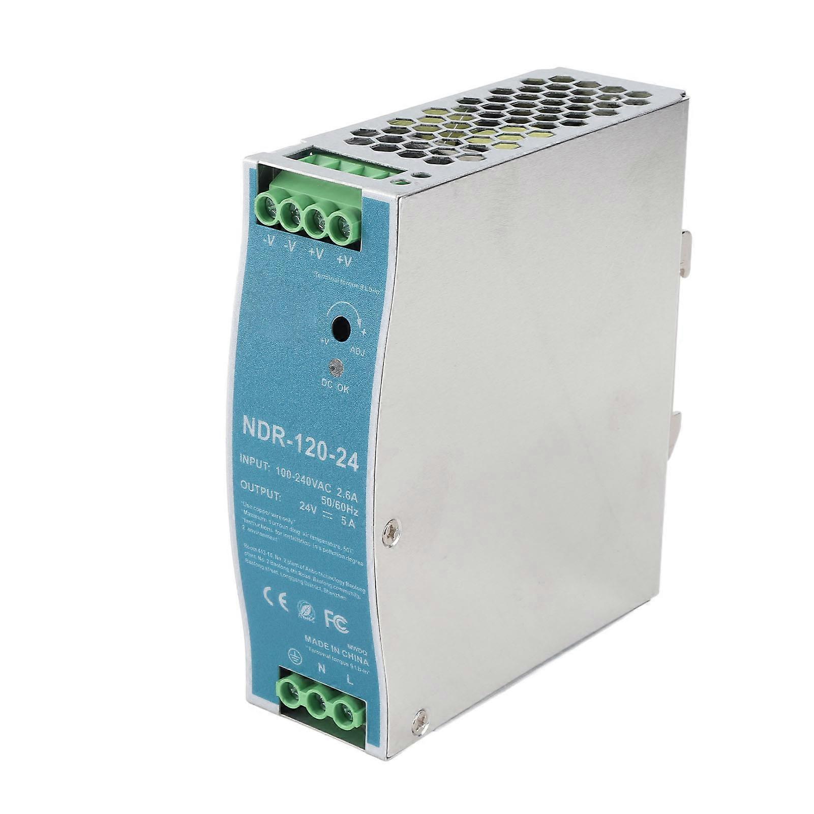 Alimentation industrielle pour rail NDR‑120‑24, 5 A, 120 W, interrupteur, 100‑240 V CA