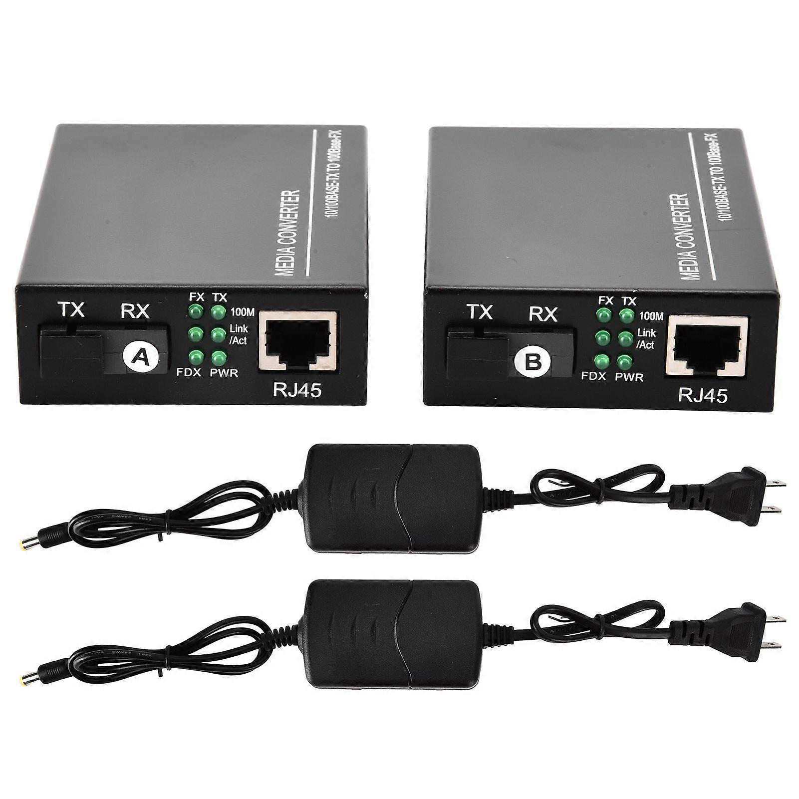 Ethernet Fiber Optical Transceiver SC/FC Media Converter 10/100Mbps with Power Adapter 100240VUS Plug