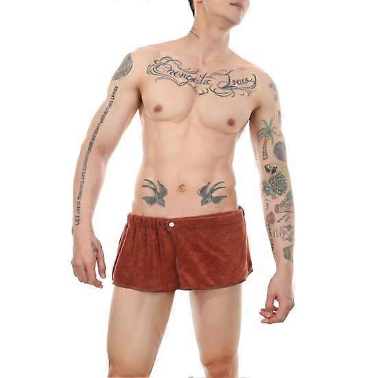 Toweling Pants Elastic Waist Relaxed Fit Breathable Coral Fleece Towel Bathrobe Shorts Homewear