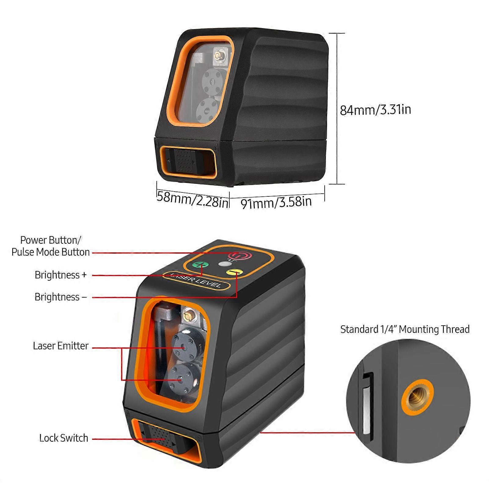 Cross Line Laser Level with Bracket 15M/ 49FT Self Leveling Horizontal and Vertical Red Beam Laser Line Marker 10 Levels Brightness