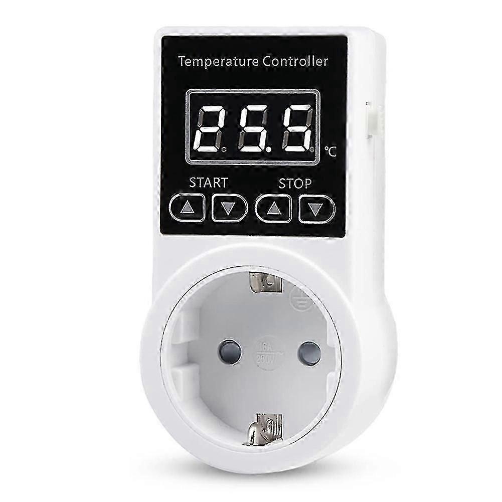 1 Stück Thermostatsteckdose mit Sensor, digitale Temperaturreglerbuchse, wasserdichter Temperaturschalter EU-Stecker