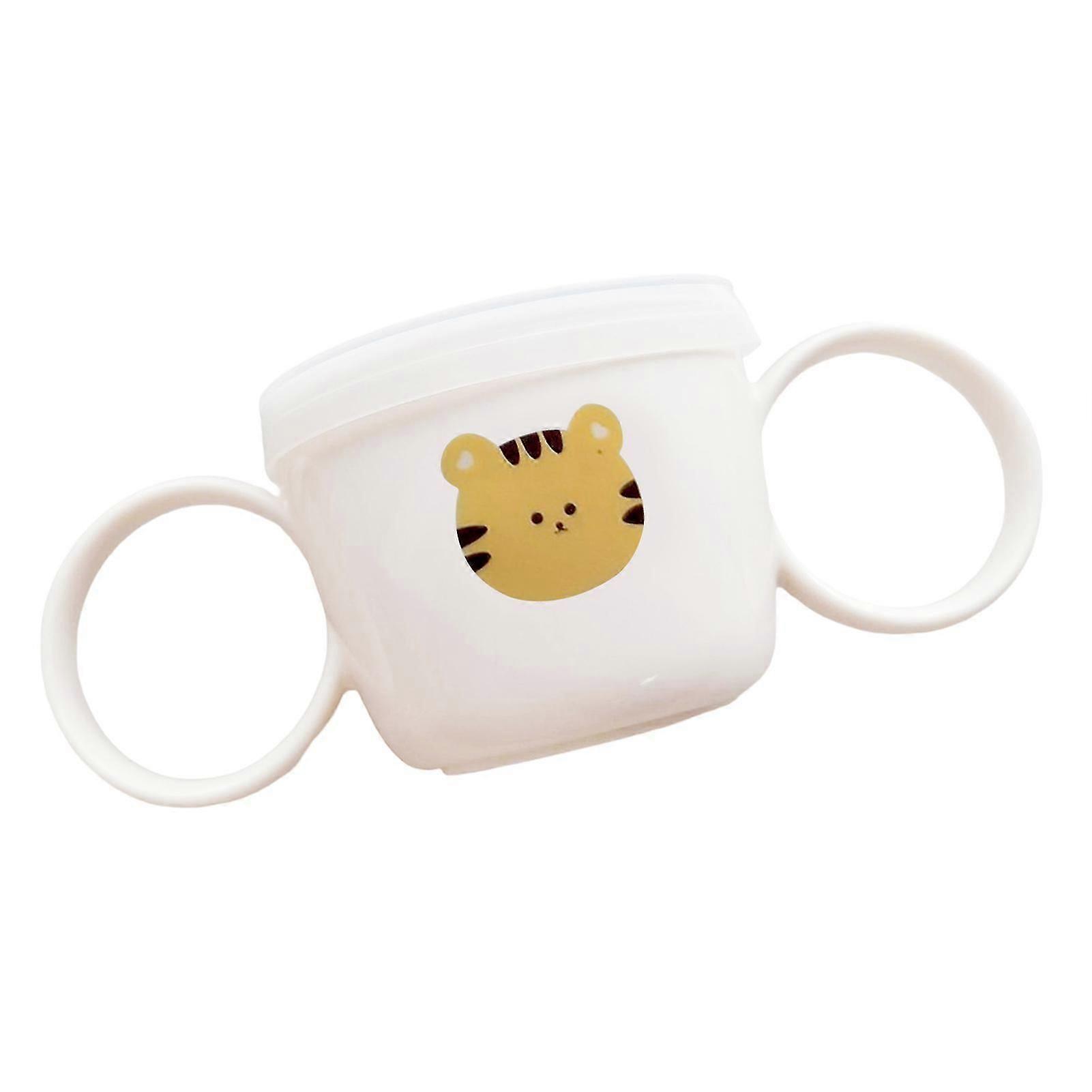 Cartoon Baby Learning Drinking Cup with Straw and Lid Double Handle Training Cup