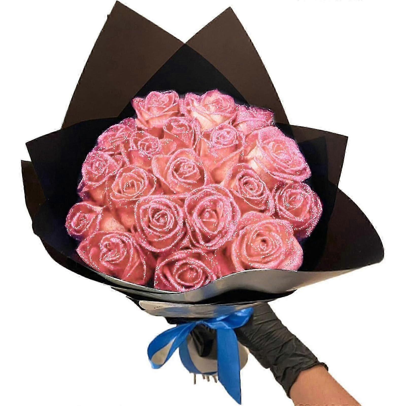 Diy Glitter Rose Bouquet, 24pcs Everlasting Rose, Artificial Rose Flowers With Stems,for Valentine's Day,anniversary, Engagement